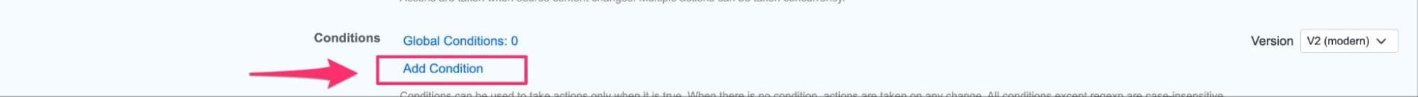 The Add Condition button in Distill monitor settings