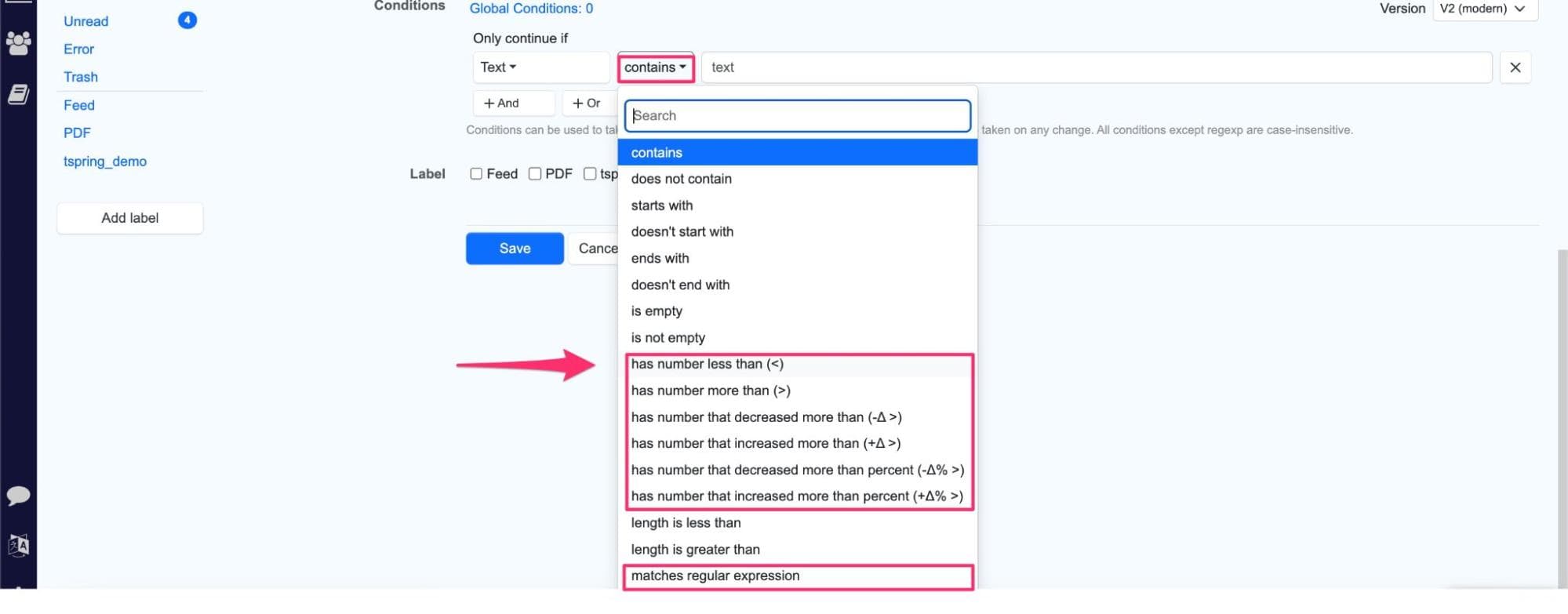 Setting a price threshold condition for wine monitoring