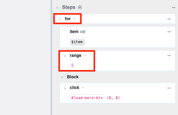 add for loop range