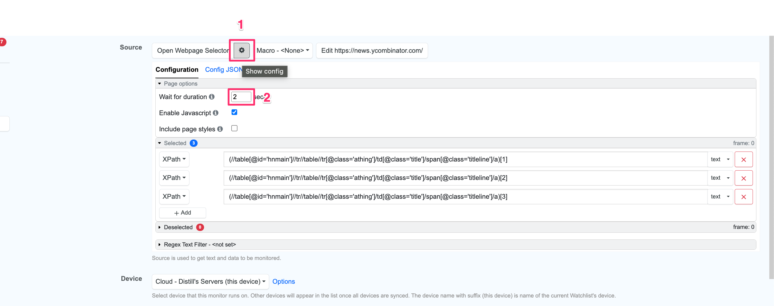 show config